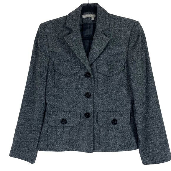 Tristan & Iseut blazer jacket wool blend- rayon grey  tweed size small - Picture 1 of 16